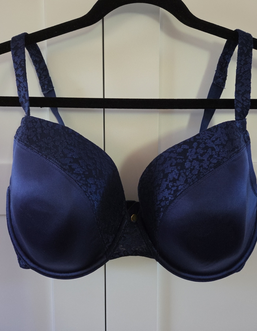Le Mystere Navy Satin & Lace Underwire Bra